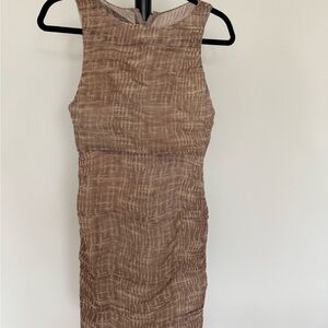 Alice + Olivia Textured Brown Midi Dress